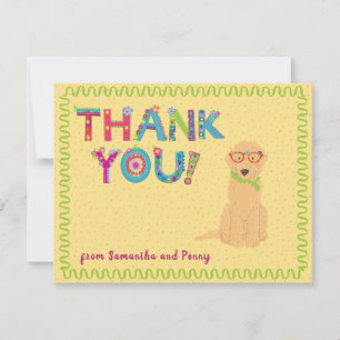 Carte De Remerciements Lettres florales amusantes Goldendoodle  