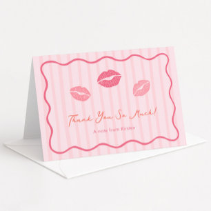 Carte De Remerciements Lèvres roses vibrantes Fête de mariage de la Saint