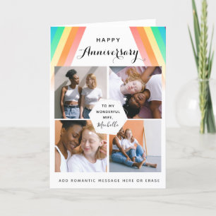 Carte De Remerciements LGBTQ Couple 4 Photo Collage Mariage Anniversaire