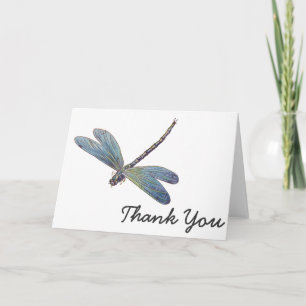 Carte De Remerciements Libellule bleue vintage