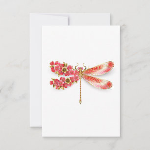 Carte De Remerciements libellule de fleurs avec sakura de bijoux