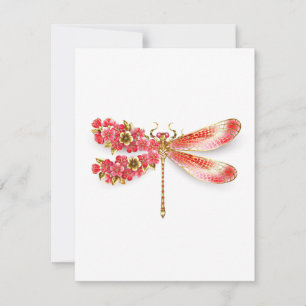 Carte De Remerciements libellule de fleurs avec sakura de bijoux