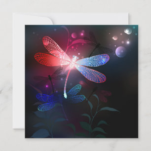 Carte De Remerciements libellule rouge brillante