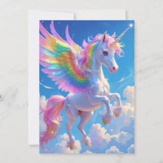 Carte De Remerciements Licorne arc-en-ciel ailée dansante