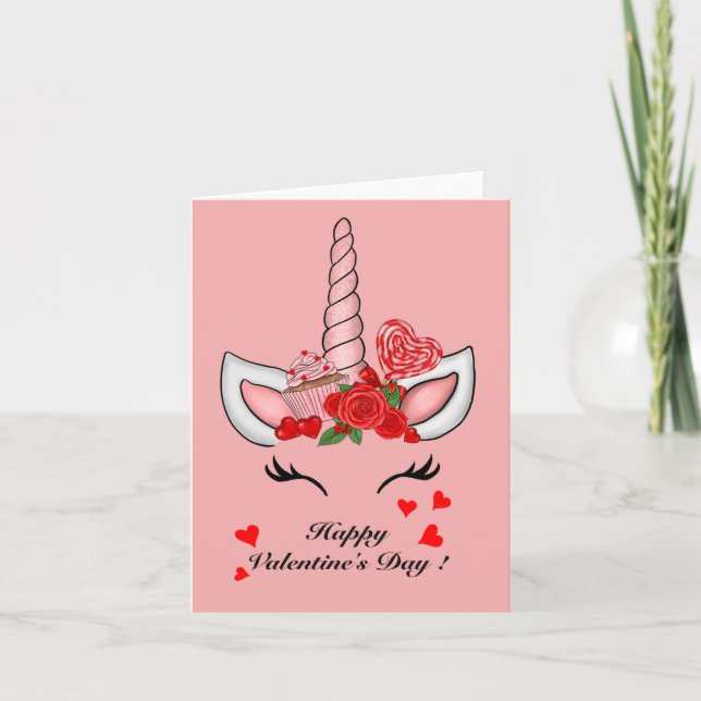 Carte De Remerciements Licorne de la Saint-Valentin amour  (Devant)