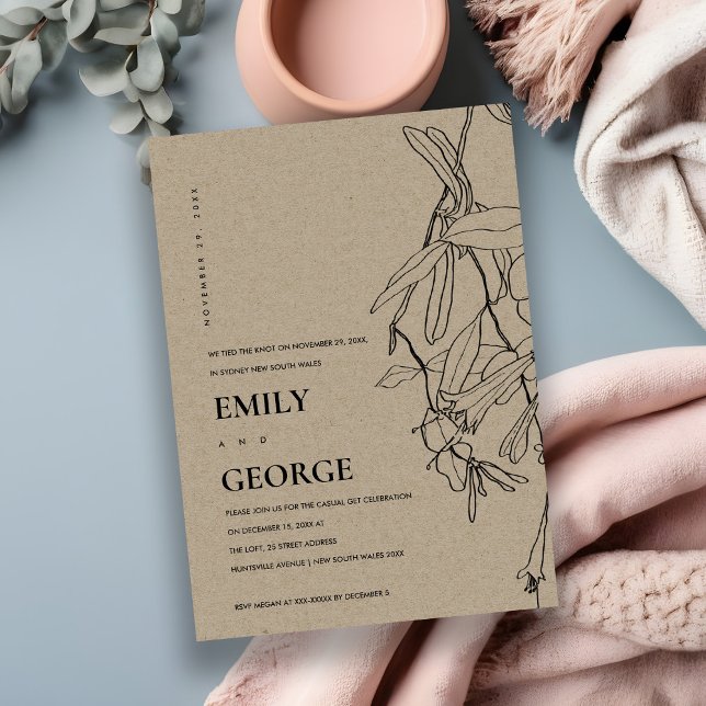 CARTE DE REMERCIEMENTS LIGNE KRAFT DESSINER FLORAL NOUS AVONS LIÉ L'INVIT (Créateur téléchargé)