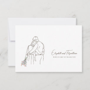 Carte De Remerciements Ligne minimaliste main dans les fleurs à la main