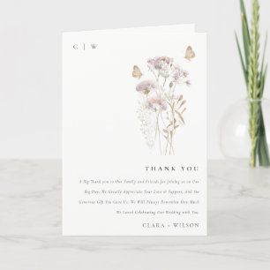 Carte De Remerciements Lilac Boho Fleur sauvage Fern Mariage botanique