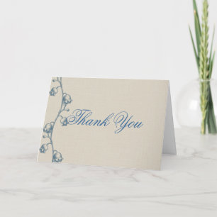 Carte De Remerciements Lily of the Valley on Ecru Linen Thank You