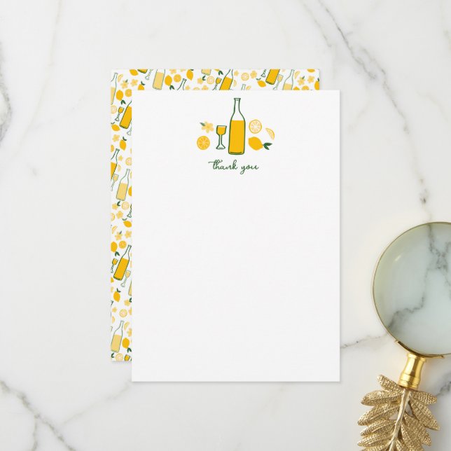 Carte De Remerciements Limoncello Lemonade Lemons CUSTOM Anniversaire (Devant/Arrière en situation)