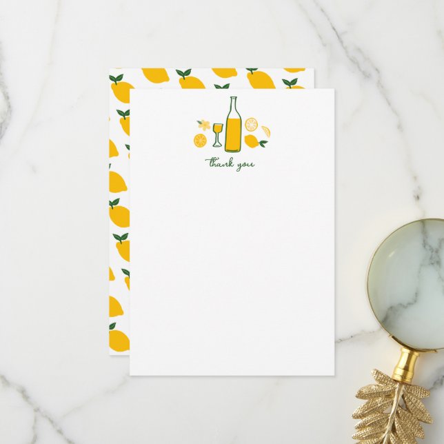 Carte De Remerciements Limoncello Lemonade Lemons CUSTOM Anniversaire (Devant/Arrière en situation)