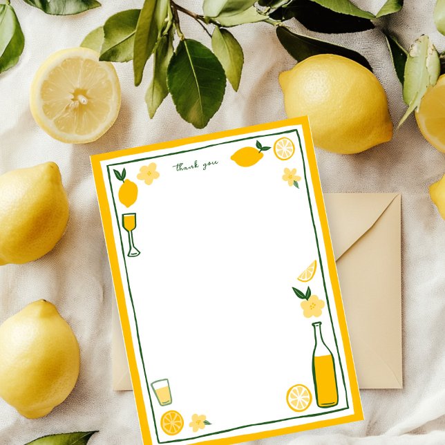Carte De Remerciements Limoncello Lemonade Lemons PERSONNALISÉ (Limoncello Lemonade Lemons CUSTOM Birthday Personalized Stationery Thank You Note Card
)