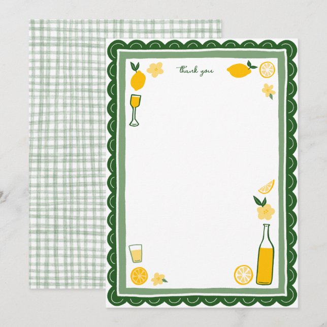 Carte De Remerciements Limoncello Limonade Citrons Personnalisé Anniversa (Devant / Derrière)