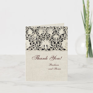 Carte De Remerciements Linge de dentelle mariage blanc classique jolie