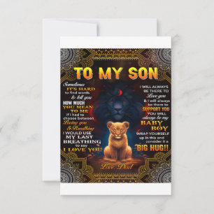 Carte De Remerciements Lion à mon fils Parfois c'est dur papa