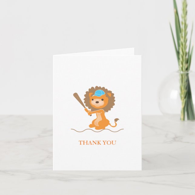 Carte de remerciements Lion de baseball (Devant)