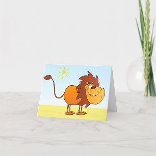 Carte De Remerciements Lion de dessin animé drôle dans l'animal de safari