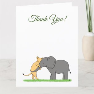 Carte de remerciements - Lion et éléphant