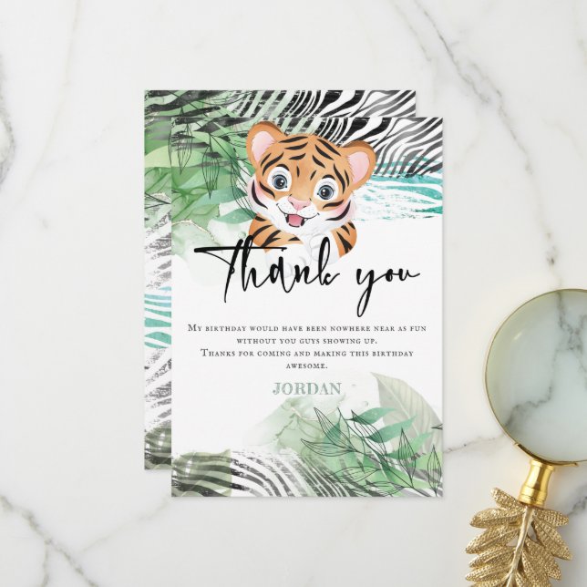 Carte De Remerciements Lion Jungle Cute Exotic Safari (Devant/Arrière en situation)