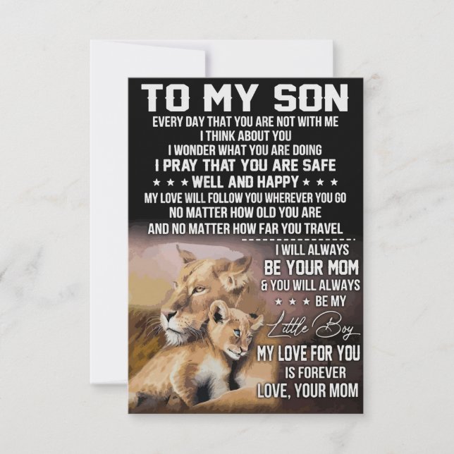 Carte De Remerciements Lion Lover À Mon Fils Lion (Devant)