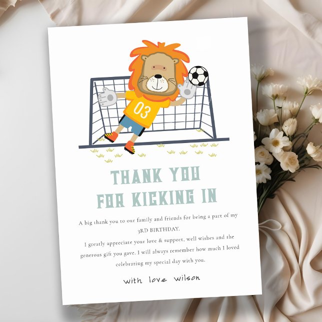 Carte De Remerciements Lions Gardien de but Football Enfants Anniversaire (Créateur téléchargé)