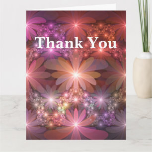 Carte De Remerciements Lit De Fleurs Coloré Brillant Art Fractal Abstrait