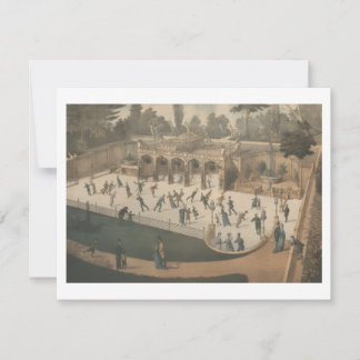 Carte De Remerciements Lithographie de patinage sur glace d'hiver victori