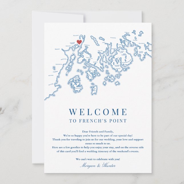 Carte De Remerciements L'itinéraire de bienvenue du Mariage de Point Main (Devant)