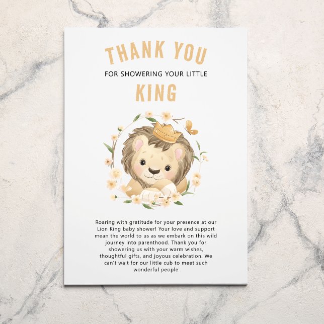 Carte De Remerciements Little Baby Lion king Baby shower neutre genre (Créateur téléchargé)