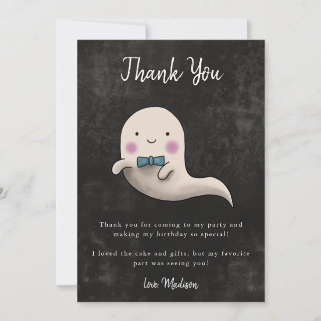 Carte De Remerciements Little Boo Halloween Theme Boys Anniversaire Fête (Devant)