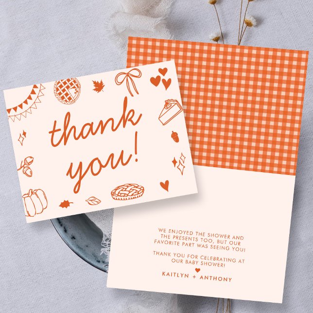 Carte De Remerciements Little Cutie Pie On The Way! Fall Baby Shower (Créateur téléchargé)