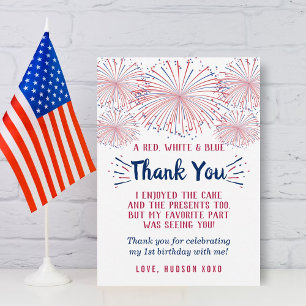 Carte De Remerciements Little Firecracker 4 juillet 1er anniversaire