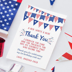 Carte De Remerciements Little Firecracker 4 juillet 1er anniversaire
