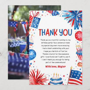 Carte De Remerciements Little Firecracker 4 juillet 1er anniversaire