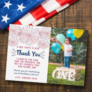 Carte De Remerciements Little Firecracker 4 juillet 1er anniversaire Phot