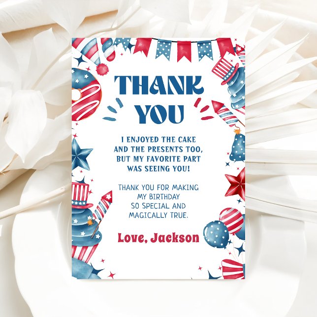 Carte De Remerciements Little Firecracker 4 juillet Anniversaire (Créateur téléchargé)