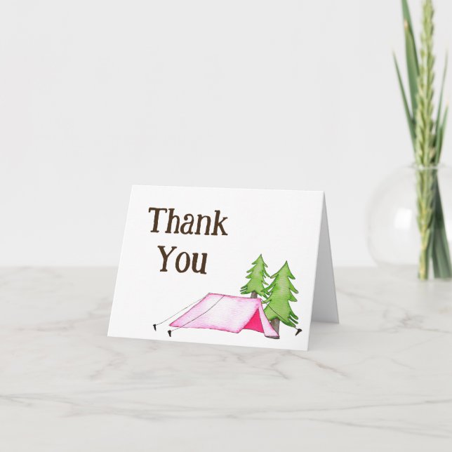 Carte De Remerciements Little Girl One Happy Camper First Birthday Party (Devant)