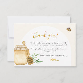 Carte De Remerciements Little Honey Soft Watercolor Bee Baby Shower Flat