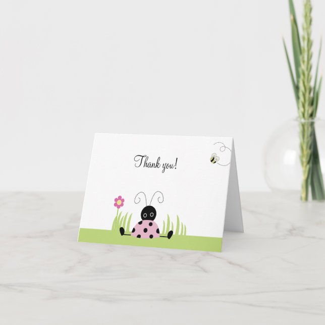 Carte De Remerciements Little Ladybug (rose) Follot Notes de remerciement (Devant)