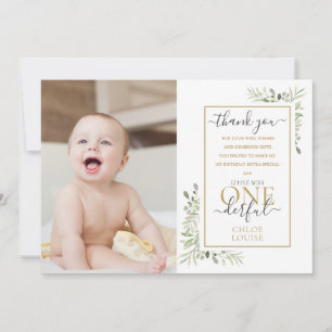 Carte De Remerciements Little Miss ONEderful Girl 1st Birthday mignonne P