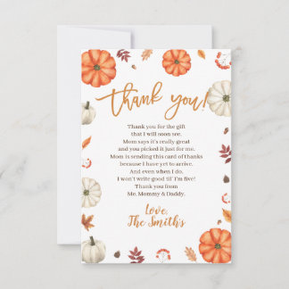 Carte De Remerciements Little Pumpkin Baby Shower Thank You Cards
