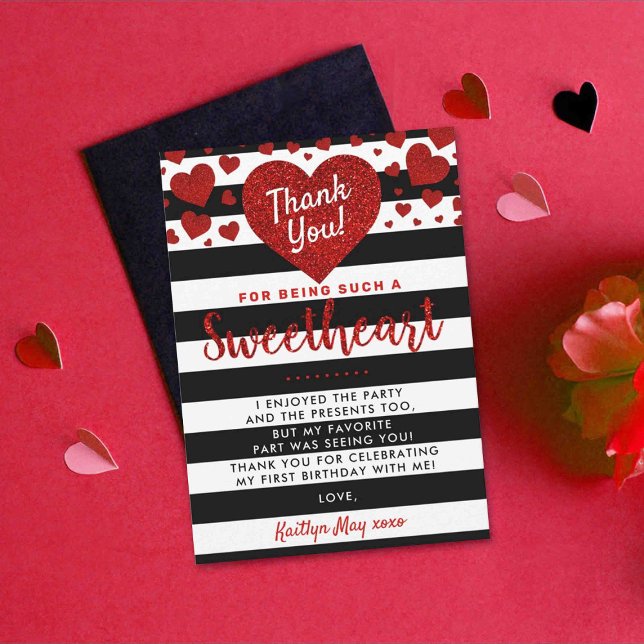 Carte De Remerciements Little Sweetheart Saint-Valentin N'importe quel âg (Créateur téléchargé)