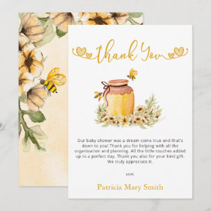 Carte De Remerciements Little Sweetie Est Sur Le Chemin Baby shower Honey