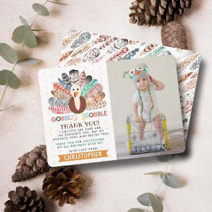 Carte De Remerciements Little Turkey Thanksgiving Quel que soit l'âge Ann