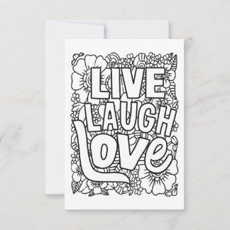 Carte De Remerciements Live Laugh Love Color Your own Note Card