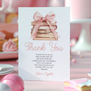 Carte De Remerciements Livre de chapitre Livre à ruban rose Fête d'annive