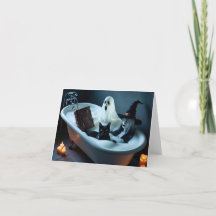 Livre de lecture de fantôme dans la baignoire et B