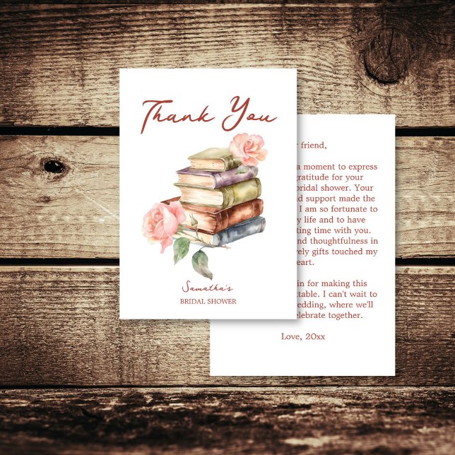 Carte De Remerciements Livre d'histoire nouveau chapitre douche de mariée (Story book new chapter books themed bridal shower thank you card)