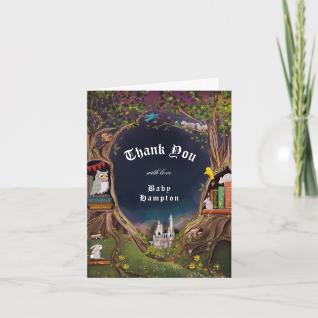 Carte De Remerciements Livres d'Imaginaires pour Baby shower (Devant)