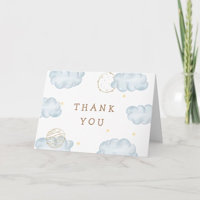 Carte De Remerciements Livres minimaux Moon Star Cloud Books Pour Baby sh (Devant)